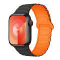 For Apple Watch Series 7 45mm I-Shaped Magnetic Silicone Watch Band(Black Orange)