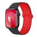 For Apple Watch Series 5 44mm I-Shaped Magnetic Silicone Watch Band(Black Red)