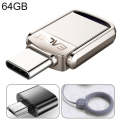 EAGET 64G USB 3.1 + USB-C Interface Metal Twister Flash U Disk, with Micro USB Adapter & Lanyard