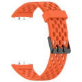 For Samsung Galaxy Fit 3 Hole Style Dual Buckle Silicone Watch Band(Orange)