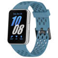 For Samsung Galaxy Fit 3 Hole Style Dual Buckle Silicone Watch Band(Blue)