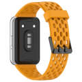For Samsung Galaxy Fit 3 Hole Style Dual Buckle Silicone Watch Band(Yellow)