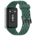 For Samsung Galaxy Fit 3 Hole Style Dual Buckle Silicone Watch Band(Dark Green)