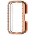 For Samsung Galaxy Fit 3 Diamond Half Pack Hollow PC Watch Protective Case(Rose Gold)