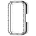 For Samsung Galaxy Fit 3 Diamond Half Pack Hollow PC Watch Protective Case(Silver)