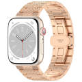 For Apple Watch 42mm Twill Stainless Steel Watch Band(Rose Gold)