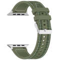 For Apple Watch SE 2023 40mm Ordinary Buckle Hybrid Nylon Braid Silicone Watch Band(Green)