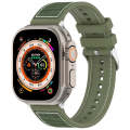 For Apple Watch Ultra 2 49mm Ordinary Buckle Hybrid Nylon Braid Silicone Watch Band(Green)