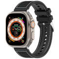 For Apple Watch Series 8 45mm Ordinary Buckle Hybrid Nylon Braid Silicone Watch Band(Black)