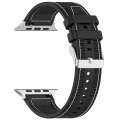 For Apple Watch Series 7 41mm Ordinary Buckle Hybrid Nylon Braid Silicone Watch Band(Black)