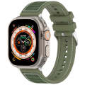 For Apple Watch SE 40mm Ordinary Buckle Hybrid Nylon Braid Silicone Watch Band(Green)