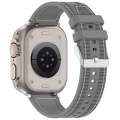 For Apple Watch SE 44mm Ordinary Buckle Hybrid Nylon Braid Silicone Watch Band(Grey)