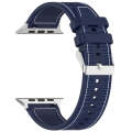 For Apple Watch Series 2 38mm Ordinary Buckle Hybrid Nylon Braid Silicone Watch Band(Midnight Blue)