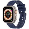 For Apple Watch 42mm Ordinary Buckle Hybrid Nylon Braid Silicone Watch Band(Midnight Blue)