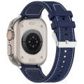 For Apple Watch 42mm Ordinary Buckle Hybrid Nylon Braid Silicone Watch Band(Midnight Blue)