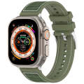 For Apple Watch SE 2022 44mm Official Buckle Hybrid Nylon Braid Silicone Watch Band(Green)