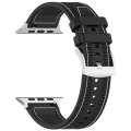 For Apple Watch Series 5 44mm Official Buckle Hybrid Nylon Braid Silicone Watch Band(Black)