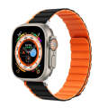 For Apple Watch Series 9 45mm ZGA Two Color Magnetic Silicone Watch Band(Black+Orange)