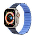 For Apple Watch SE 44mm ZGA Two Color Magnetic Silicone Watch Band(Dark Blue+Light Blue)