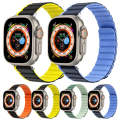 For Apple Watch 42mm ZGA Two Color Magnetic Silicone Watch Band(Dark Blue+Light Blue)