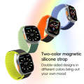 For Apple Watch Series 9 45mm ZGA Two Color Magnetic Silicone Watch Band(Black+Orange)