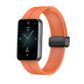 For Honor Band 9 Magnetic Folding Black Buckle Silicone Watch Band(Orange)