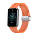 For Honor Band 9 Magnetic Folding Silver Buckle Silicone Watch Band(Orange)