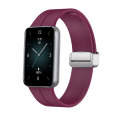 For Honor Band 9 Magnetic Folding Silver Buckle Silicone Watch Band(Wine Red)