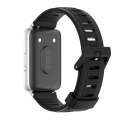 For Samsung Galaxy Fit 3 Mijobs Flat Hole Silicone Watch Band(Black+Silver)