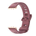 For Samsung Galaxy Fit 3 Mijobs Flat Hole Silicone Watch Band(Wine Red+Rose Gold)