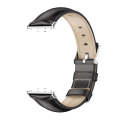 For Samsung Galaxy Fit 3 Mijobs Dual-sided Genuine Leather Watch Band(Black Silver)