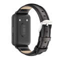 For Samsung Galaxy Fit 3 Mijobs Dual-sided Genuine Leather Watch Band(Bamboo Black)