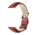 For Samsung Galaxy Fit 3 Mijobs Dual-sided Genuine Leather Watch Band(Bamboo Red Rose Gold)