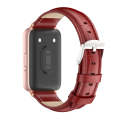 For Samsung Galaxy Fit 3 Mijobs Dual-sided Genuine Leather Watch Band(Bamboo Red Rose Gold)