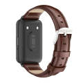 For Samsung Galaxy Fit 3 Mijobs Dual-sided Genuine Leather Watch Band(Bamboo Coffee Black)
