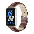 For Samsung Galaxy Fit 3 Mijobs Dual-sided Genuine Leather Watch Band(Bamboo Coffee Gold)