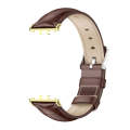 For Samsung Galaxy Fit 3 Mijobs Dual-sided Genuine Leather Watch Band(Bamboo Coffee Gold)