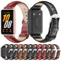 For Samsung Galaxy Fit 3 Mijobs Dual-sided Genuine Leather Watch Band(Brown Gold)