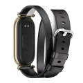 For Xiaomi Mi Band 8 Mijobs GT4 Dual-Loop Leather Watch Band(Black+White+Light Gold)