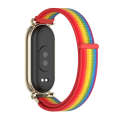 For Xiaomi Mi Band 8 Mijobs GT4 Breathable Nylon Loop Watch Band(Rainbow Light Gold)