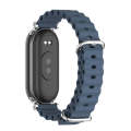 For Xiaomi Mi Band 8 Mijobs GT4 Marine Silicone Breathable Watch Band(Dark Blue Silver)