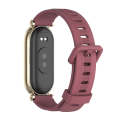 For Xiaomi Mi Band 8 Mijobs GT4 Flat Hole Silicone Watch Band(Wine Red Light Gold)