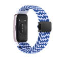 For Huawei Band 9 / 8 Magnetic Buckle Nylon Braid Watch Band(Wave Pattern Blue White)