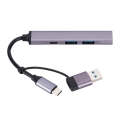 809-C 6 in 1 USB+Type-C to USB Multifunctional Docking Station HUB Adapter