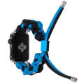 For Apple Watch SE 2023 44mm Screw Nut Dual-Color Braided Paracord Watch Band(Black Blue)