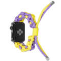 For Apple Watch SE 2023 44mm Screw Nut Dual-Color Braided Paracord Watch Band(Purple Yellow)
