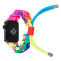 For Apple Watch SE 2023 44mm Screw Nut Dual-Color Braided Paracord Watch Band(Rainbow)