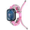For Apple Watch SE 2023 44mm Screw Nut Dual-Color Braided Paracord Watch Band(Silver Pink)