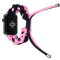 For Apple Watch SE 2023 40mm Screw Nut Dual-Color Braided Paracord Watch Band(Black Pink)