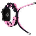 For Apple Watch Ultra 2 49mm Screw Nut Dual-Color Braided Paracord Watch Band(Black Pink)